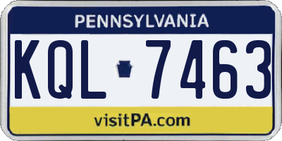 PA license plate KQL7463