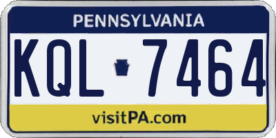 PA license plate KQL7464