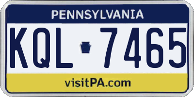 PA license plate KQL7465