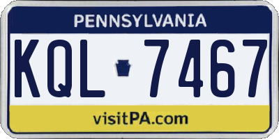 PA license plate KQL7467