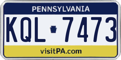 PA license plate KQL7473