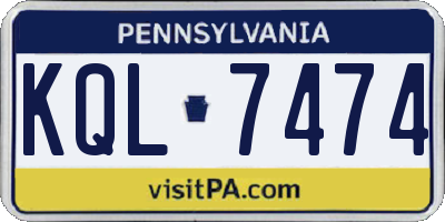 PA license plate KQL7474
