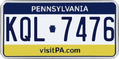 PA license plate KQL7476