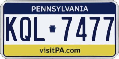 PA license plate KQL7477