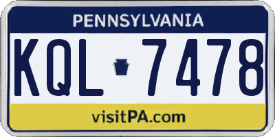 PA license plate KQL7478