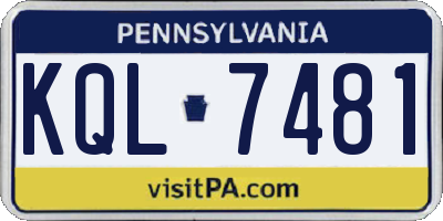 PA license plate KQL7481
