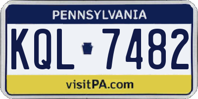 PA license plate KQL7482
