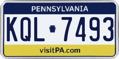 PA license plate KQL7493