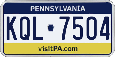 PA license plate KQL7504