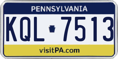 PA license plate KQL7513