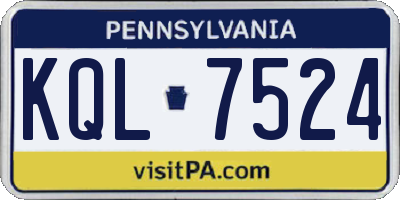 PA license plate KQL7524