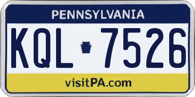 PA license plate KQL7526