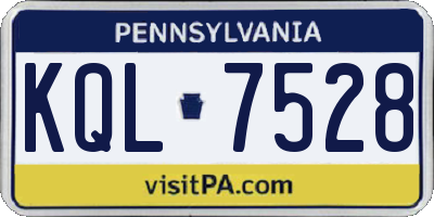 PA license plate KQL7528