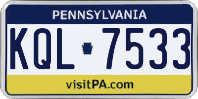 PA license plate KQL7533