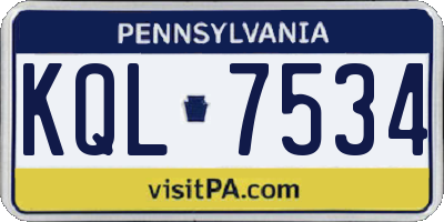 PA license plate KQL7534