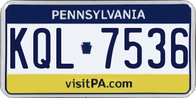 PA license plate KQL7536