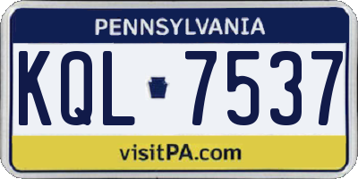 PA license plate KQL7537