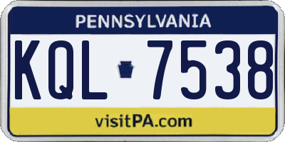 PA license plate KQL7538