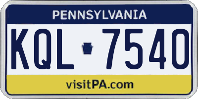 PA license plate KQL7540