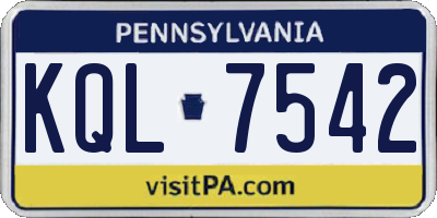 PA license plate KQL7542