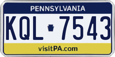 PA license plate KQL7543