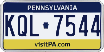 PA license plate KQL7544