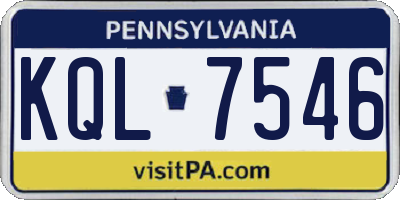 PA license plate KQL7546