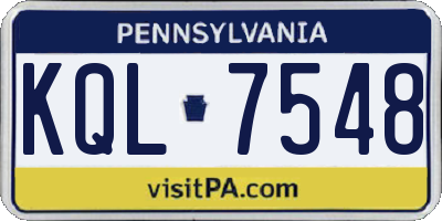 PA license plate KQL7548