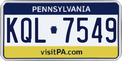 PA license plate KQL7549