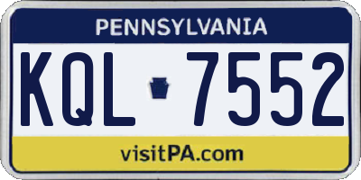 PA license plate KQL7552