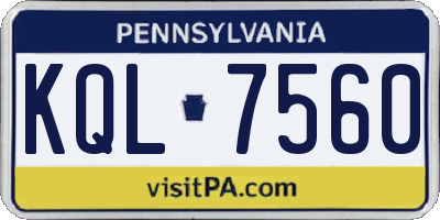 PA license plate KQL7560
