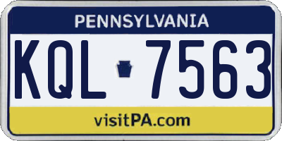 PA license plate KQL7563