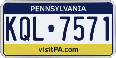 PA license plate KQL7571