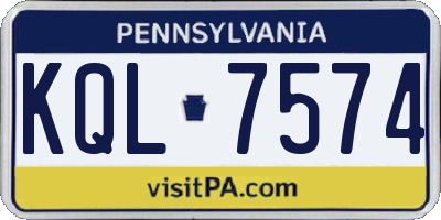 PA license plate KQL7574