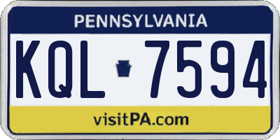 PA license plate KQL7594