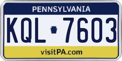 PA license plate KQL7603