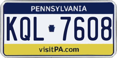 PA license plate KQL7608