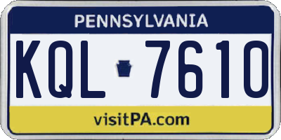 PA license plate KQL7610
