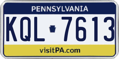 PA license plate KQL7613