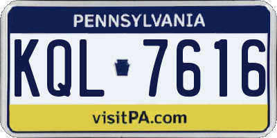 PA license plate KQL7616