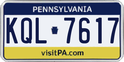 PA license plate KQL7617
