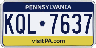 PA license plate KQL7637