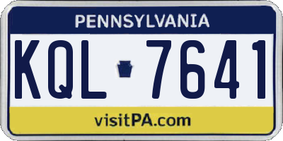 PA license plate KQL7641