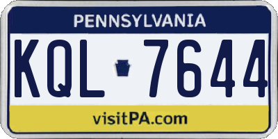 PA license plate KQL7644