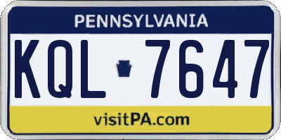 PA license plate KQL7647