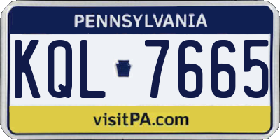 PA license plate KQL7665