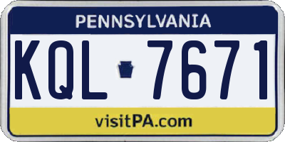 PA license plate KQL7671