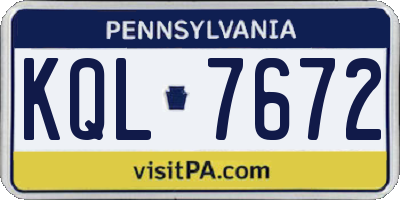 PA license plate KQL7672