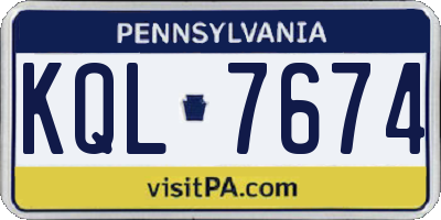 PA license plate KQL7674