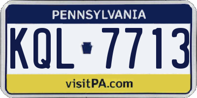 PA license plate KQL7713